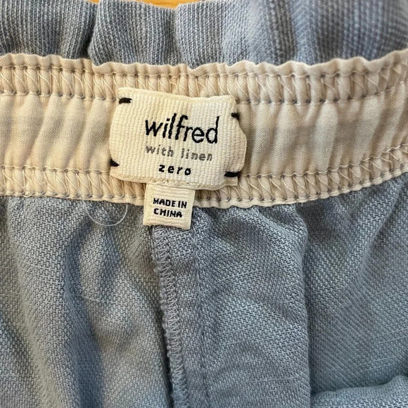 Aritzia Wilfred Free Blue Linen Blend Shorts Womens Size 0 Pull On Pockets - Picture 3 of 7